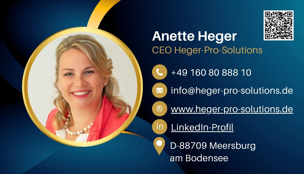 Vorderseite der Visitenkarte von Frau Heger